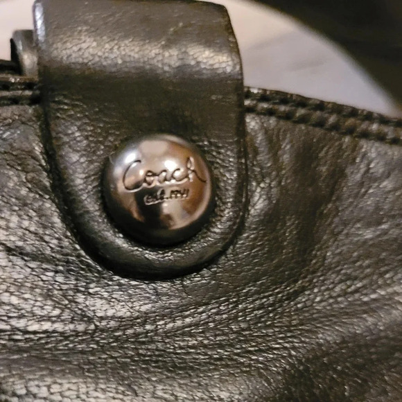 COACH Aliza black waxy leather ankle high heel pull-on classic booties Women's 8 - Picture 7 of 14